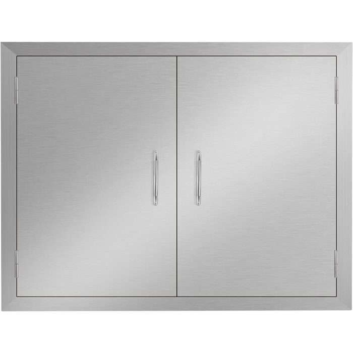 30 in. W x 21 in. H Double Outdoor Kitchen Access Door for BBQ Island Stainless Steel Storage Grill Door