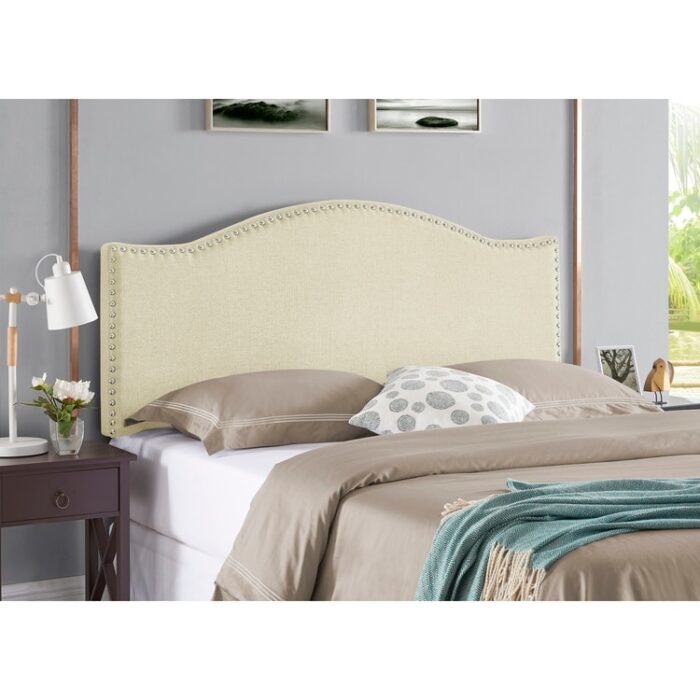 Catalina Upholstered Headboard with Nailhead Trim, Height Adjustable Headboard, Modern Head Board, Fabric Headboard