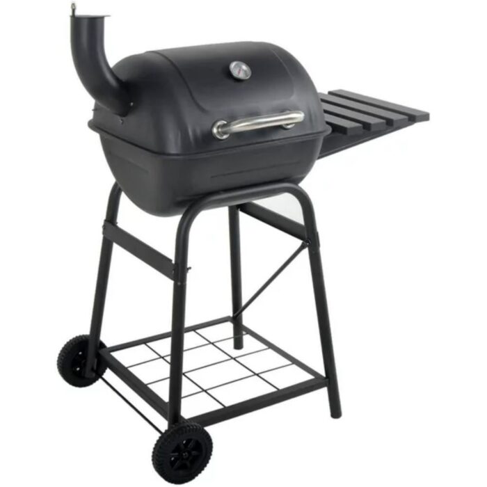26" Mini Barrel Charcoal Grill with Side Shelf, Black