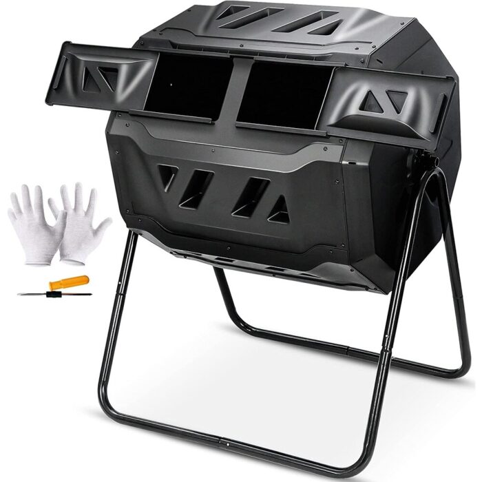 Compost Tumbler 43 Gallon Capacity Compost Dual Chamber