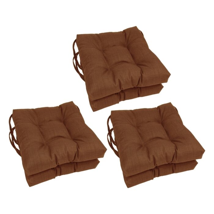 16-inch Square Tufted Indoor/Outdoor Chair Cushions (Set of 6) - Image 2