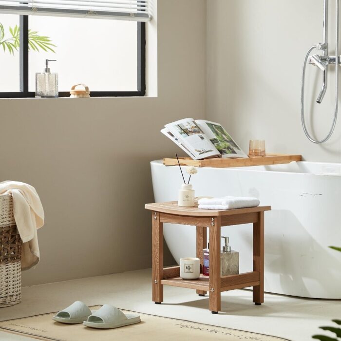 Poly Shower Bench Seat, Waterproof Shower Stool for Inside Shower, Heavy Duty Bathroom Shower Chair for Shaving Legs - Image 2