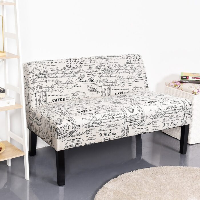 Costway Loveseat Sofa Fabric Settee Bench Bed Chair Wooden Leg Living - See Details - Image 2