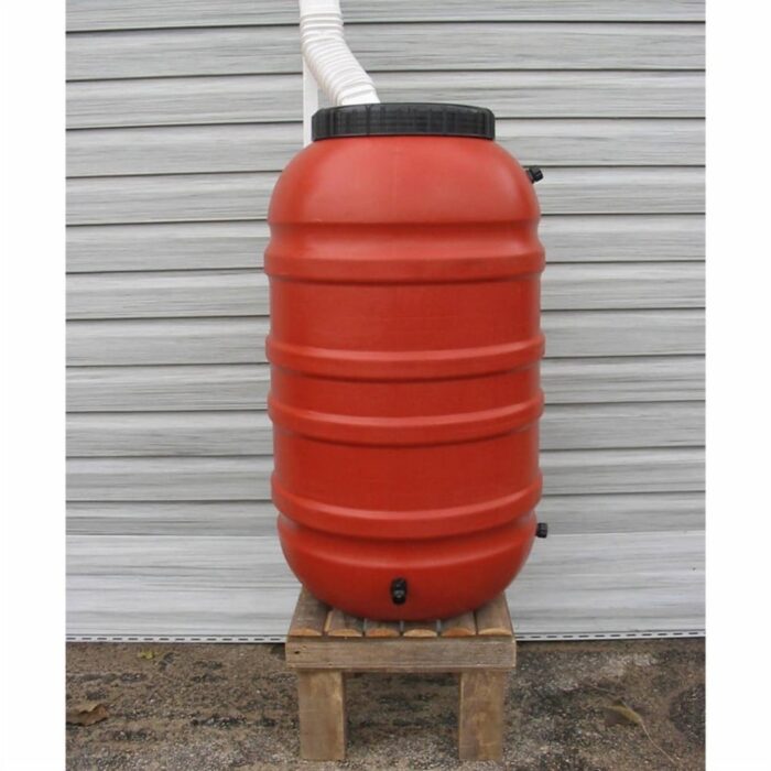 Terra Cotta Red HDPE Plastic 55-Gallon Rain Barrel with Spigot - 38'' H x 22'' W x 22'' D - Image 2