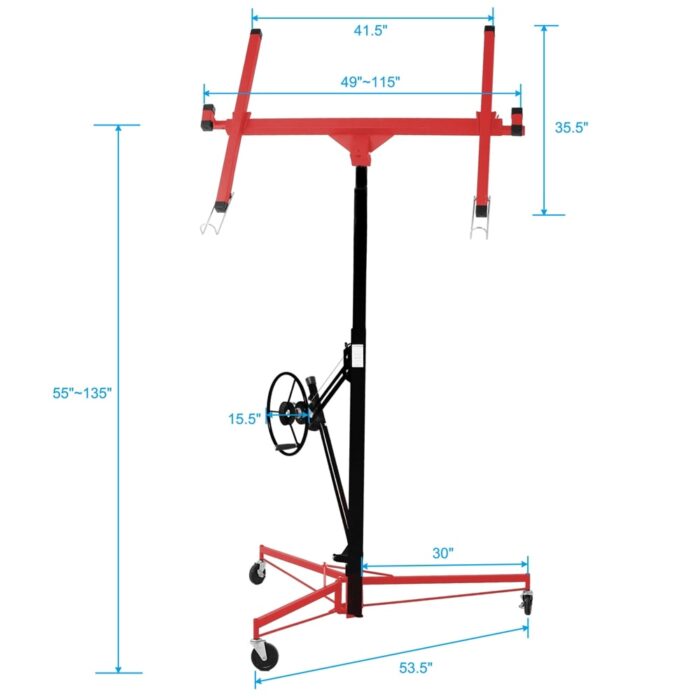 Drywall Lift Panel 11' Lift Drywall Panel Hoist Jack Lifter, Red - Image 2