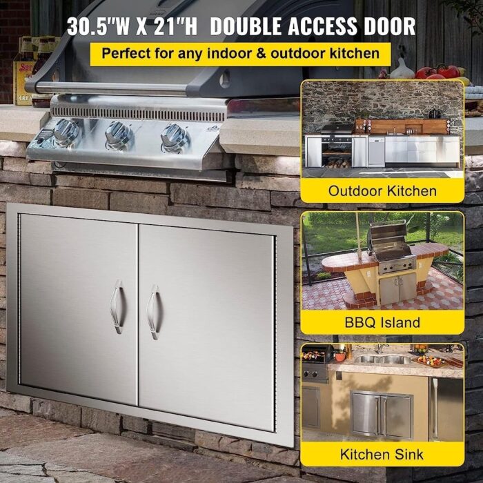 Outdoor Kitchen Doors, 30.5W x 21H Inch BBQ Access Door Stainless Steel - Image 2