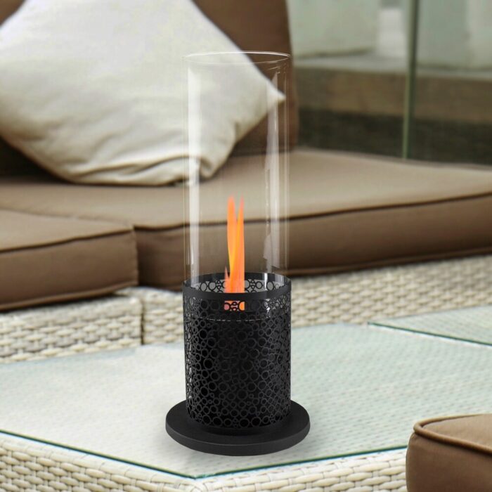 19.75" Bio Ethanol Round Portable Tabletop Fireplace with Black Base - Image 2