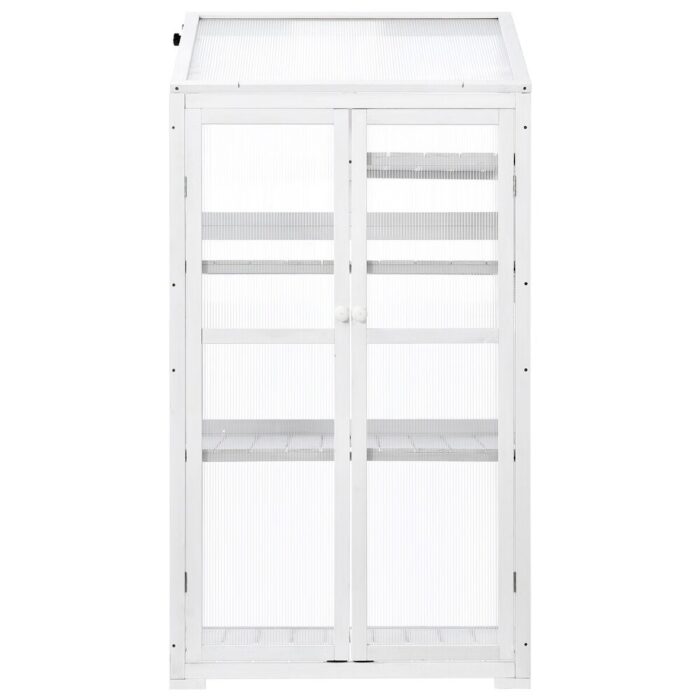 Leisure Zone Wood Large Greenhouse with Wheels and Adjustable Shelves - Image 2