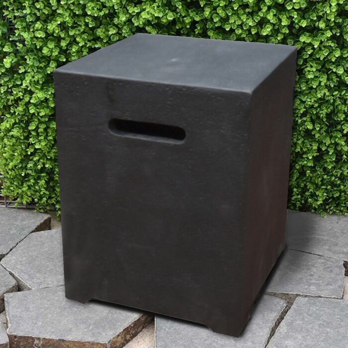 Elementi Square Propane Tank Cover Hideaway Table - Dark Grey, 15.7 x 15.7 x 20 Inches - 15.7 x 15.7 x 20