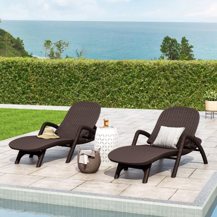 Waverly Outdoor Faux Wicker Chaise Lounges (Set of 2) by Christopher Knight Home - 31.50" W x 76.50" D x 21.00" H