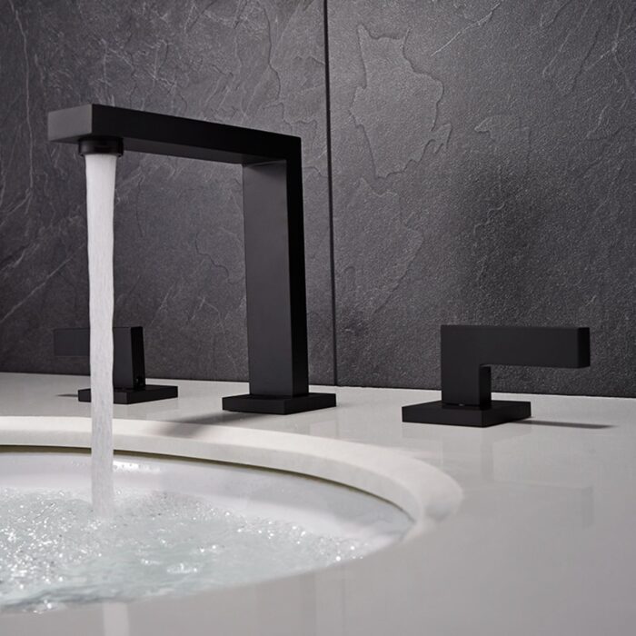 Matte Black 2-Handle Three Hole Bathroom Faucet