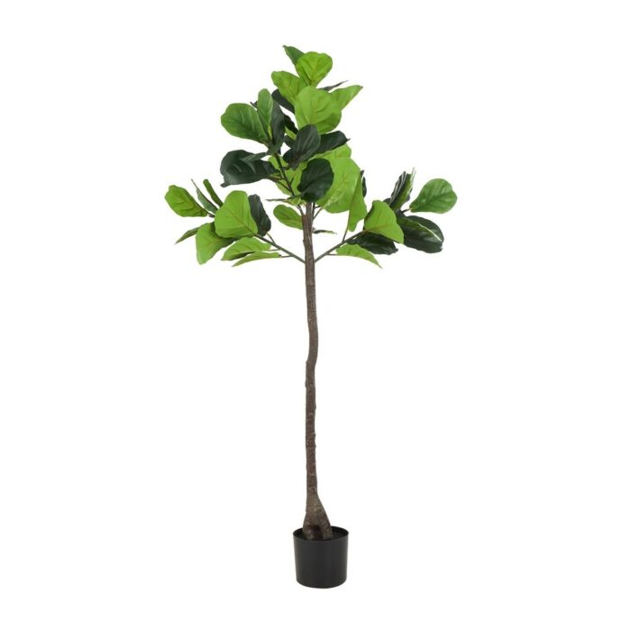 Green Faux Foliage Fiddle Leaf Artificial Tree with Realistic Leaves - Image 2