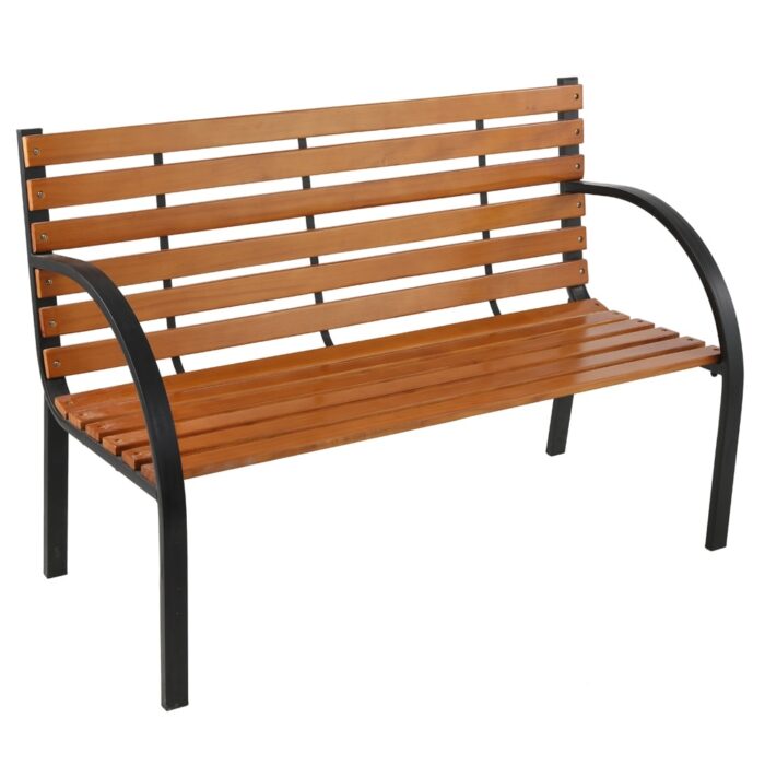 48" Outdoor Patio Garden Bench Steel Cast Iron Frame Park Seat - Image 2