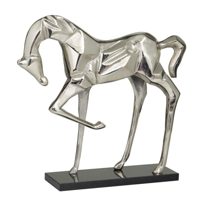 The Novogratz Majestic Aluminum Metal Horse Sculpture - Silver, Gold, Black - Image 2