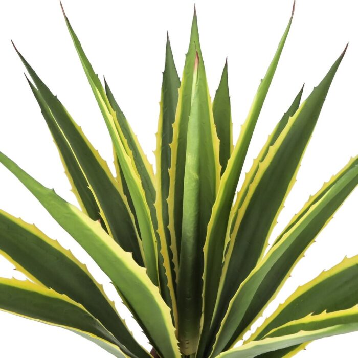 38in Yellow Green Artificial Agave Succulent Plant in Tiered Black Pot - 38" H x 28" W x 28" DP - Image 2