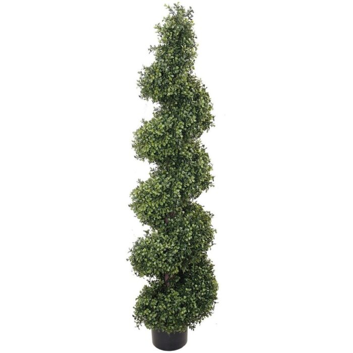 4ft UV Rated Boxwood Spiral Topiary - Indoor/Outdoor Decor, Black Pot - 5 Feet - Image 2
