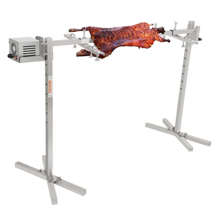 VEVOR 46in Electric BBQ Rotisserie Grill Kit 90 & 132 lbs 42W & 52W Motor Adjustable Roaster Stand Steel Spit
