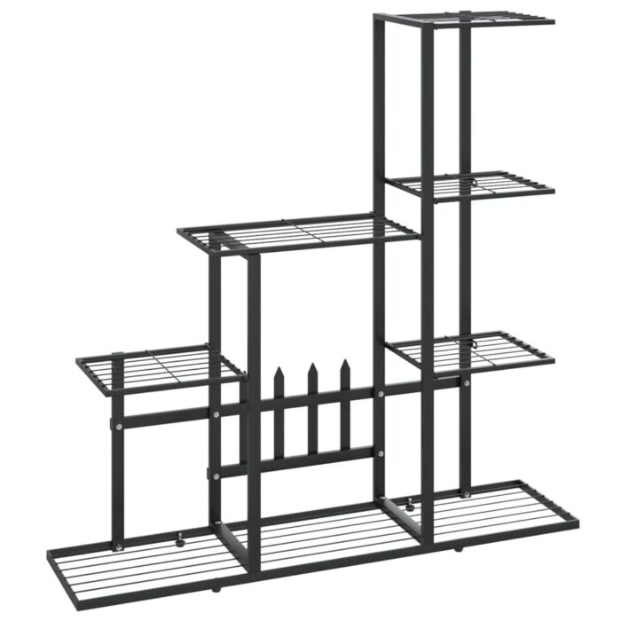 vidaXL Flower Stand with Wheel 37.2"x9.8"x36.4" Black Metal - Image 2