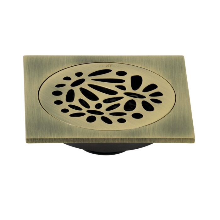 Watercourse Floral 4" Square Grid Shower Drain