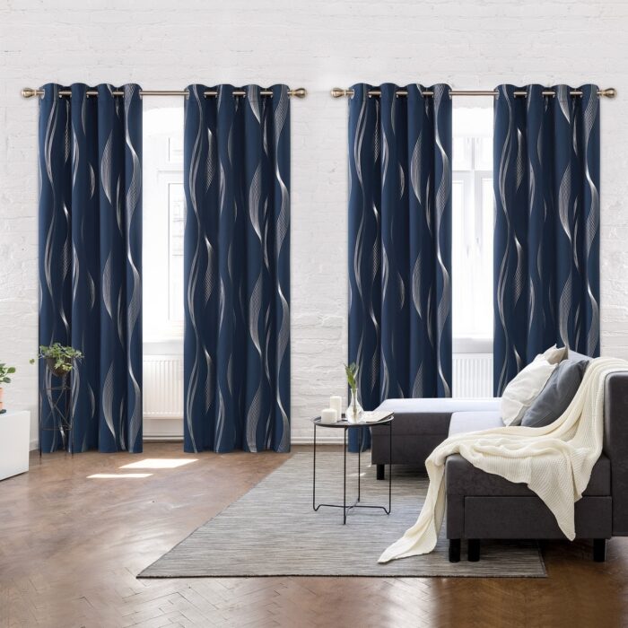 Deconovo Silver Wave Blackout Curtains(4 Panel)