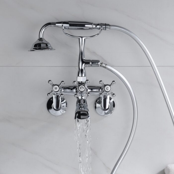 SUMERAIN Clawfoot Tub Faucet,3 Inch to 9 Inch Wall Mount Tub Faucets with Hand Shower Chrome Finish