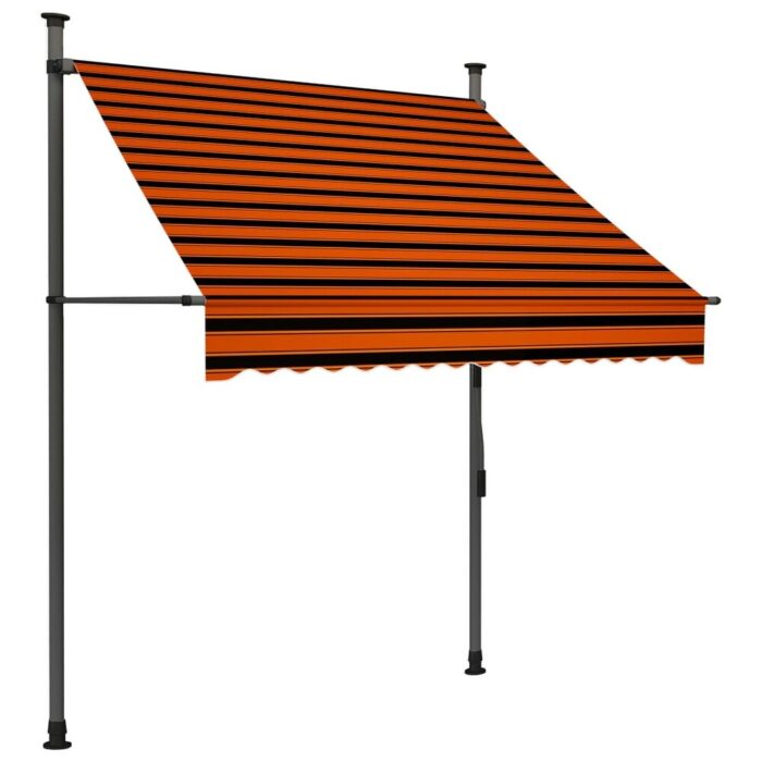 vidaXL Manual Retractable Awning with LED 59.1" Orange and Brown - Image 2