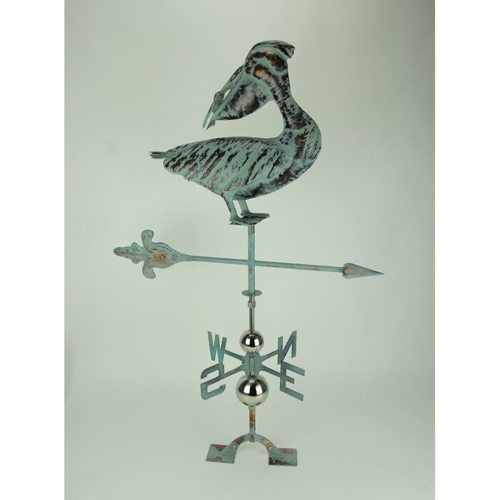 Verdigris Patina Metal Pelican Weather Vane With Roof Mount - 39.37 X 27.56 X 4.33 inches - Image 2
