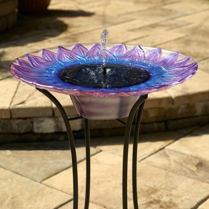 Bell Flower Solar Birdbath - Image 2