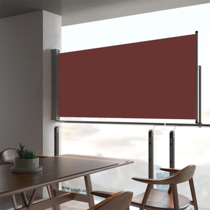 vidaXL Patio Retractable Side Awning 23.6"x118.1" Brown - 23.6" x 118.1"