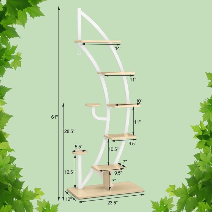 Gymax 2PCS 6 Tier Curved Stand 9 Potted Metal Plant Stand Holder - Image 2