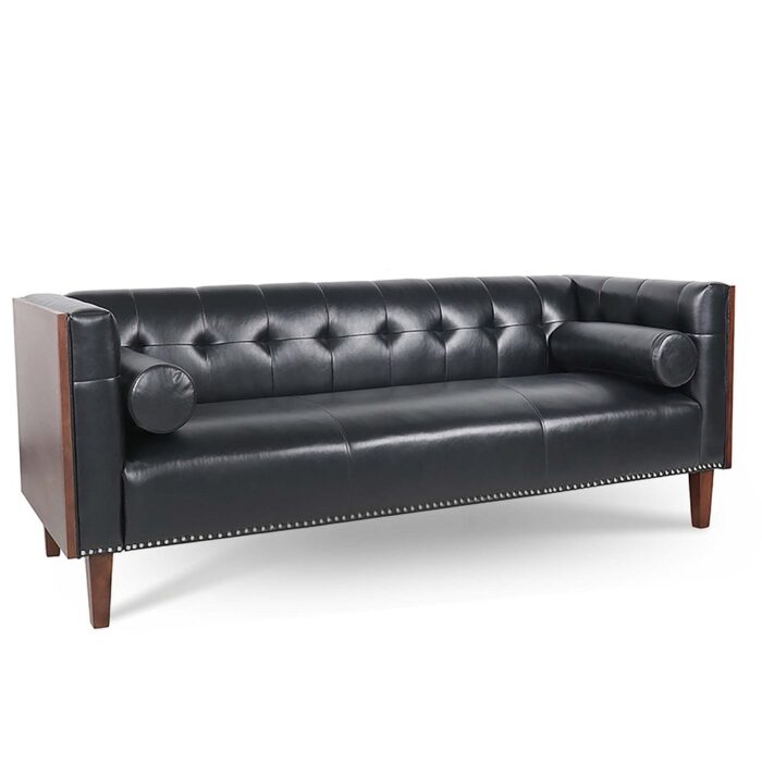 78.74Inch Leather Upholstered 3 Seater Sofa with Wooden Legs - Image 2