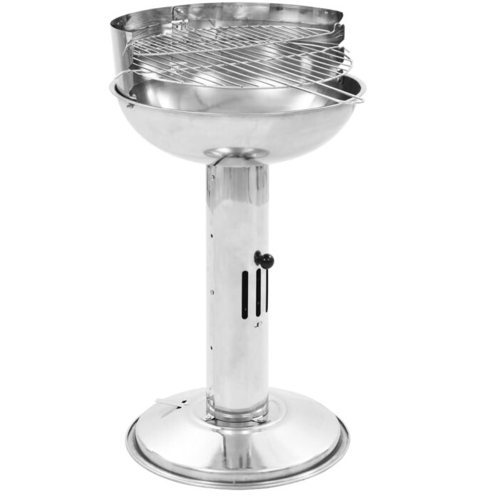 vidaXL Pedestal Charcoal BBQ Grill Stainless Steel - 15.4" x 26.8"