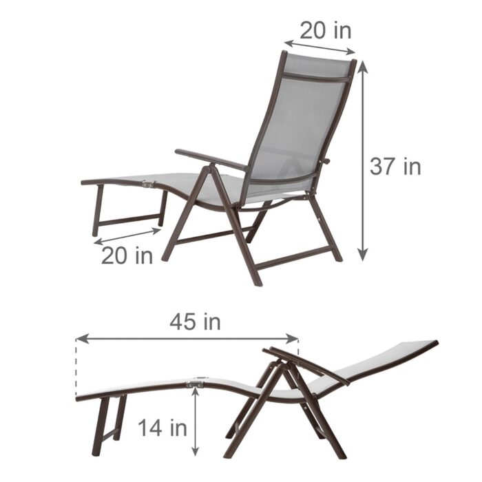 Pellebant Adjustable Aluminum Patio Chaise Lounge Chair - N/A - Image 2