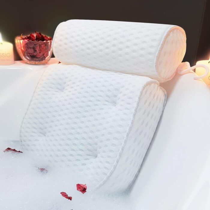 Headrest Bath Pillows for Tub Neck and Back Support with Non Slip Suction Cups