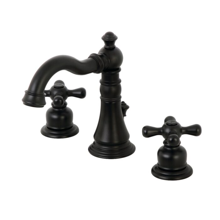 American Classic Two-Handle 3-Hole Deck Mount Widespread Bathroom Faucet with Pop-Up Drain - Image 2