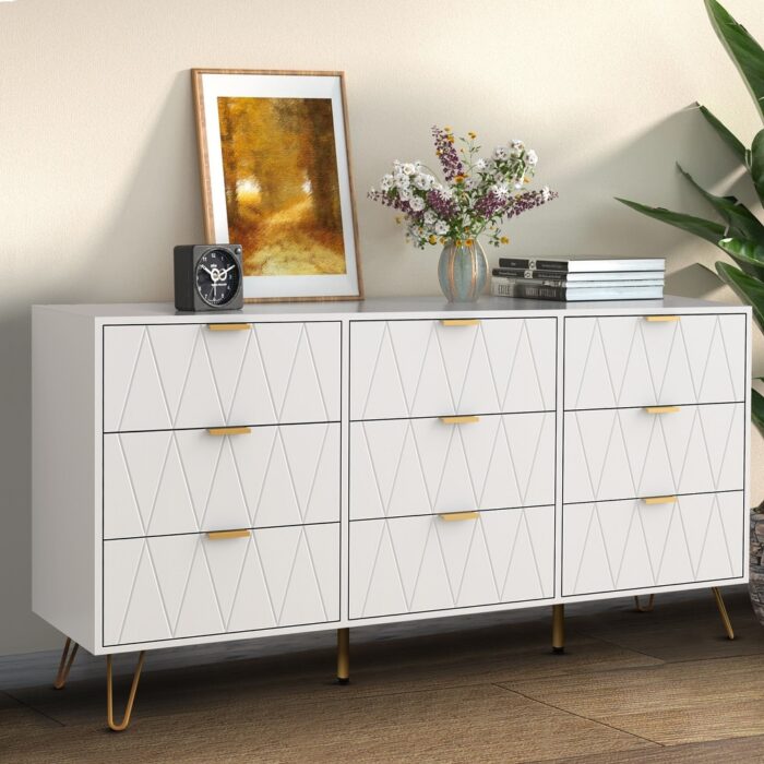 9 Drawers Chest Of Dresser Storage Tower Cabinet Bedroom Organizer