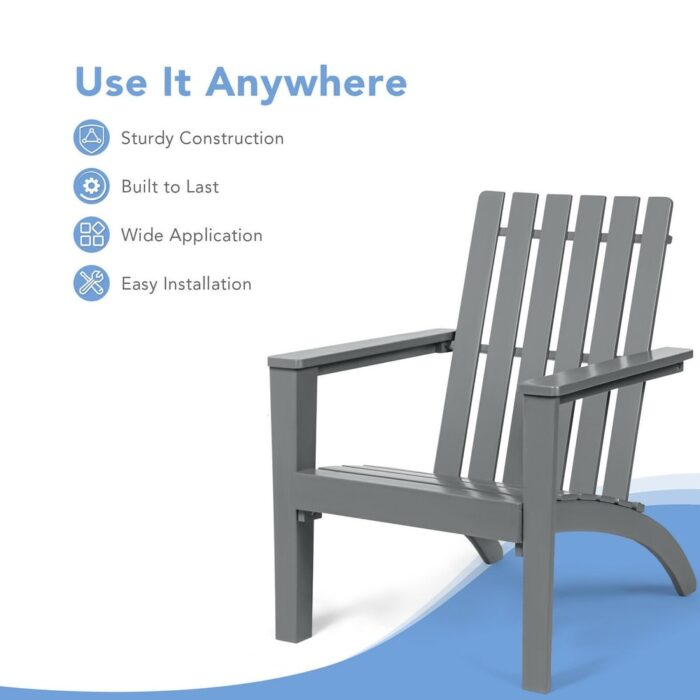 Gymax Set of 2 Outdoor Wooden Adirondack Chair Patio Lounge Chair w/ - Image 2