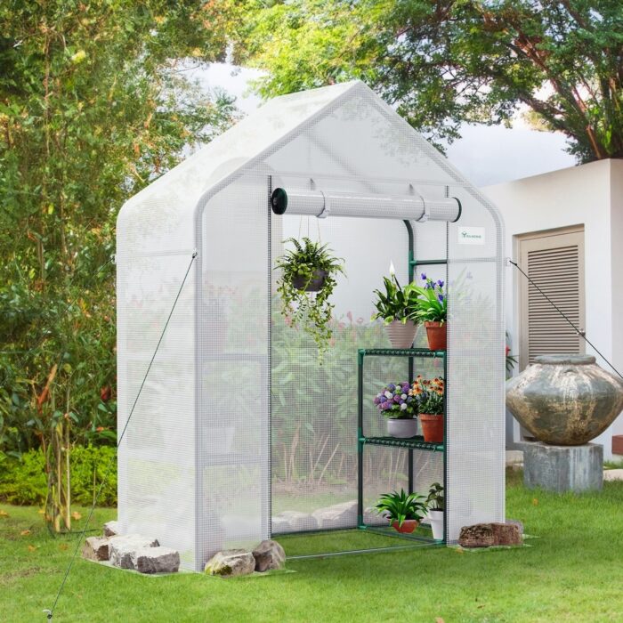 Moasis White Walk-in Hobby Greenhouse w/ Shelves