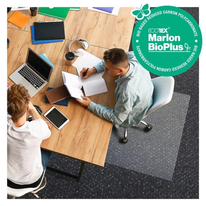 Floortex® BioPlus Eco Friendly Carbon Neutral Chair Mat for Low / Medium Pile Carpets up to 1/2" thick - 45" x 53" - Image 2