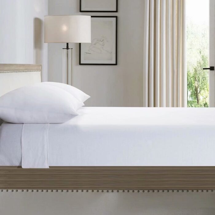 WHOLINENS Stone Washed French Linen Sheets Set 16 Inches Pocket
