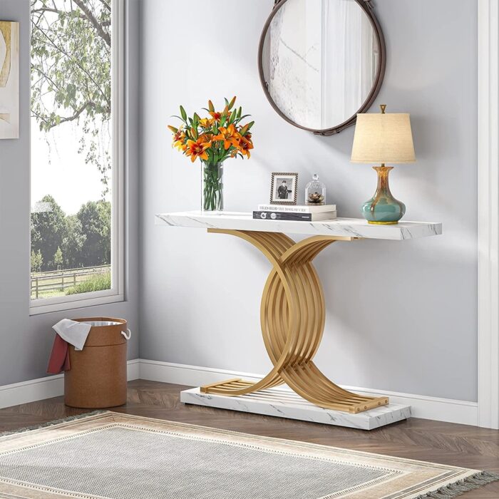 Entryway Hallway Console Table with Metal Frame - Image 2