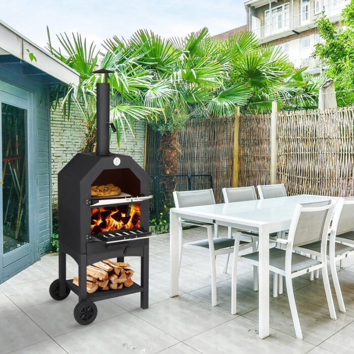 Outdoor Black Wood Fired Pizza Ovenr for Backyard and Camping - Image 2