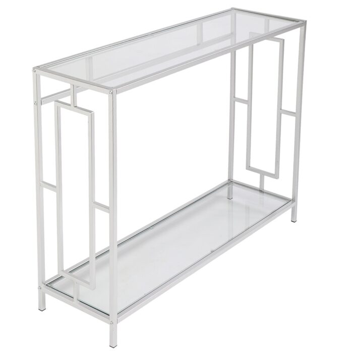 FCH Toughened Glass Panel Console Table with Steel Frame - Image 2