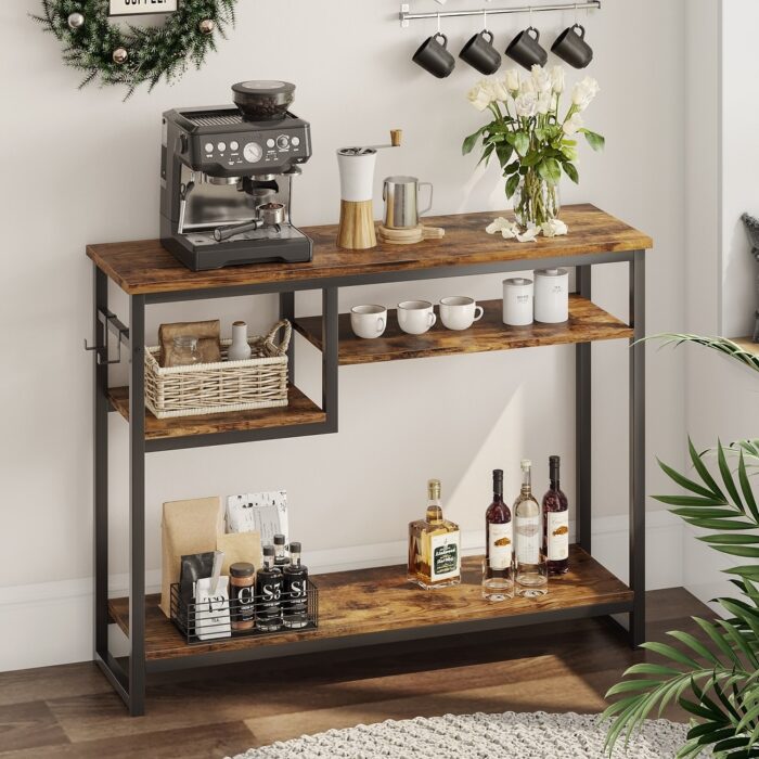 Console Tables with 4 Tier Storage Shelves - 40 inch