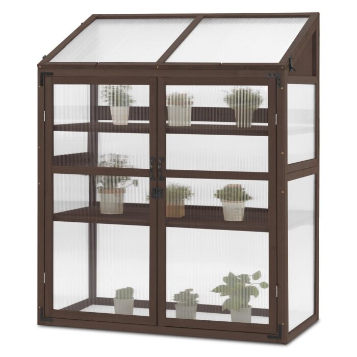 MCombo Cold Frame Greenhouse with Adjustable Shelves, Solid Wood 1344 - Image 2