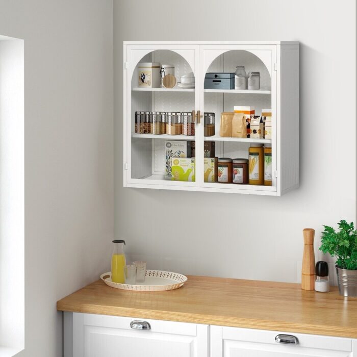Kitchen Sideboard Display Cabinet Over The Toilet Wall Cabinet, White - Image 2