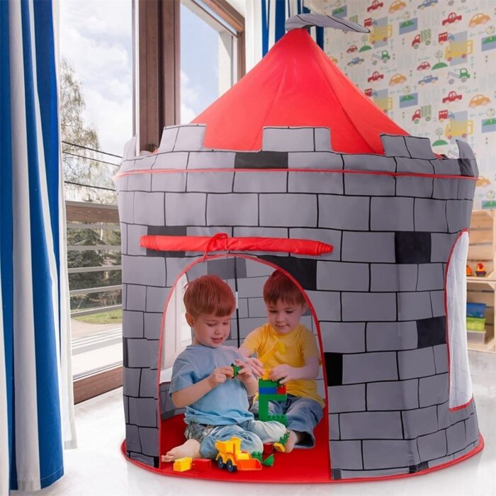Teepee Foldable 37.4 in. Big Tent Playhouse Castle Pop Up Tent - Image 2