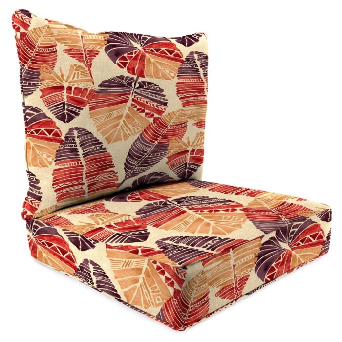 24" x 47" Beige Leaves Outdoor Deep Seat Chair Cushion Set - 46.5'' L x 24'' W x 6'' H - Image 2