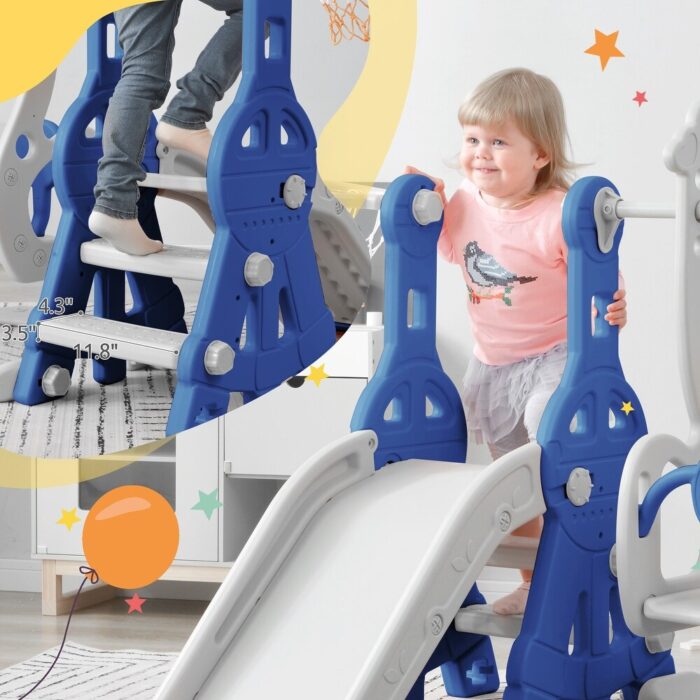 Kids Playground Climber Swing Playset with Basketball Hoops - Image 2