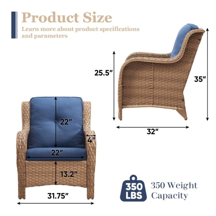 Pocassy Patio PE Wicker Chairs Rattan Dining Chairs - Image 2